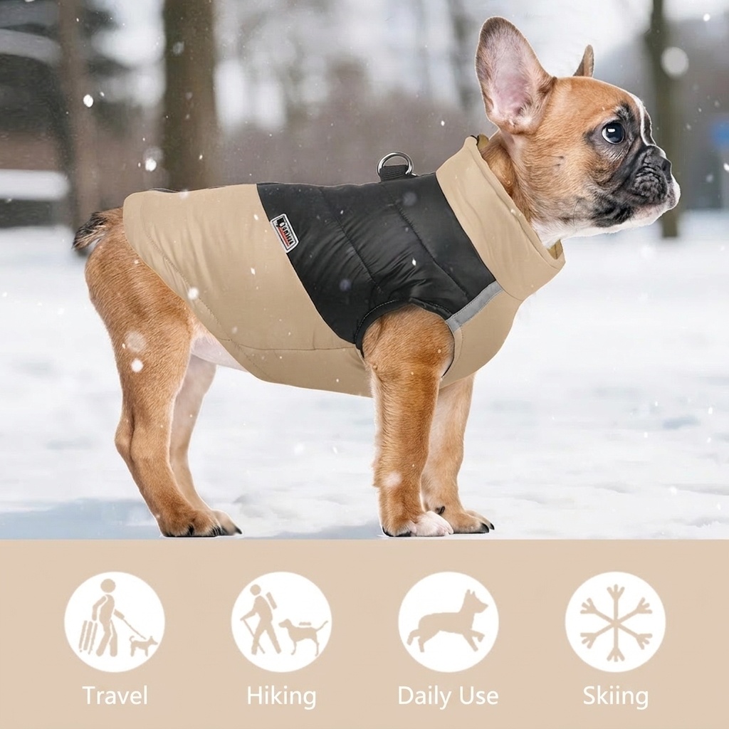 Warm Reflective Dog Winter Coat Jacket with D-Ring Leash
