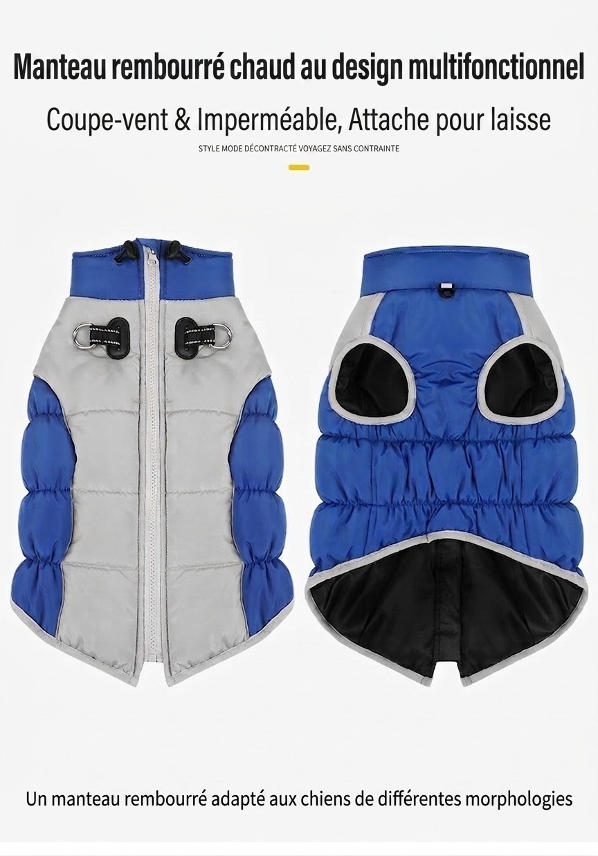 Warm Reversible Dog Puffer Vest - Waterproof Winter Pet Jacket