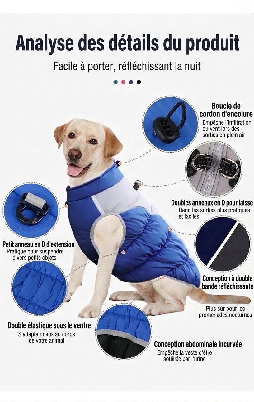 Warm Reversible Dog Puffer Vest - Waterproof Winter Pet Jacket