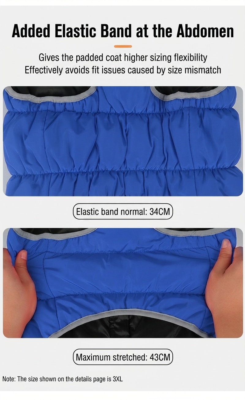 Gilet imbottito reversibile e caldo per cani - Giacca invernale impermeabile per animali domestici