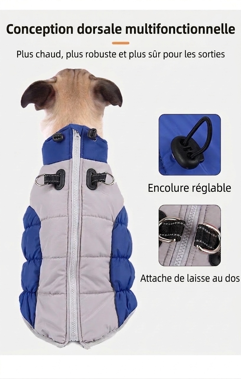 Warm Reversible Dog Puffer Vest - Waterproof Winter Pet Jacket