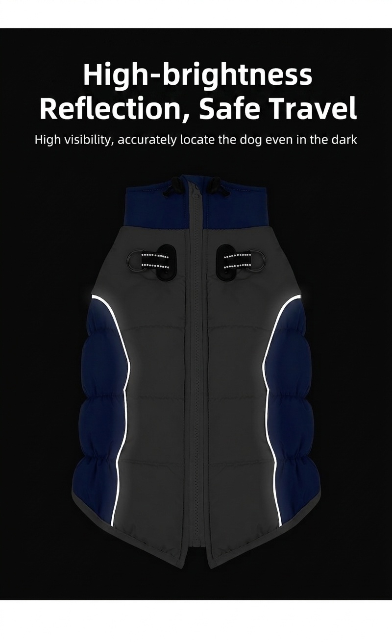 Gilet imbottito reversibile e caldo per cani - Giacca invernale impermeabile per animali domestici