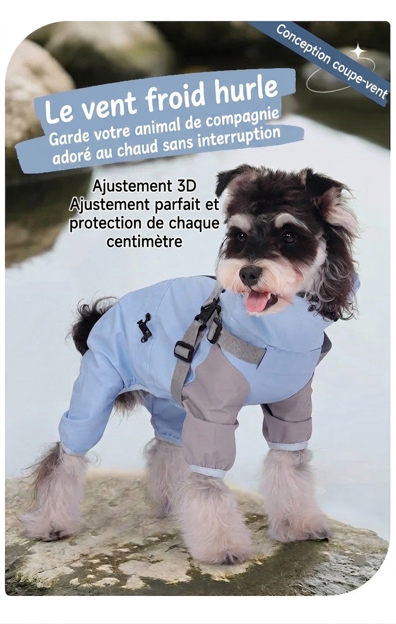 Waterproof Pet Raincoat Jumpsuit with Harness - All-Weather Dog Coat