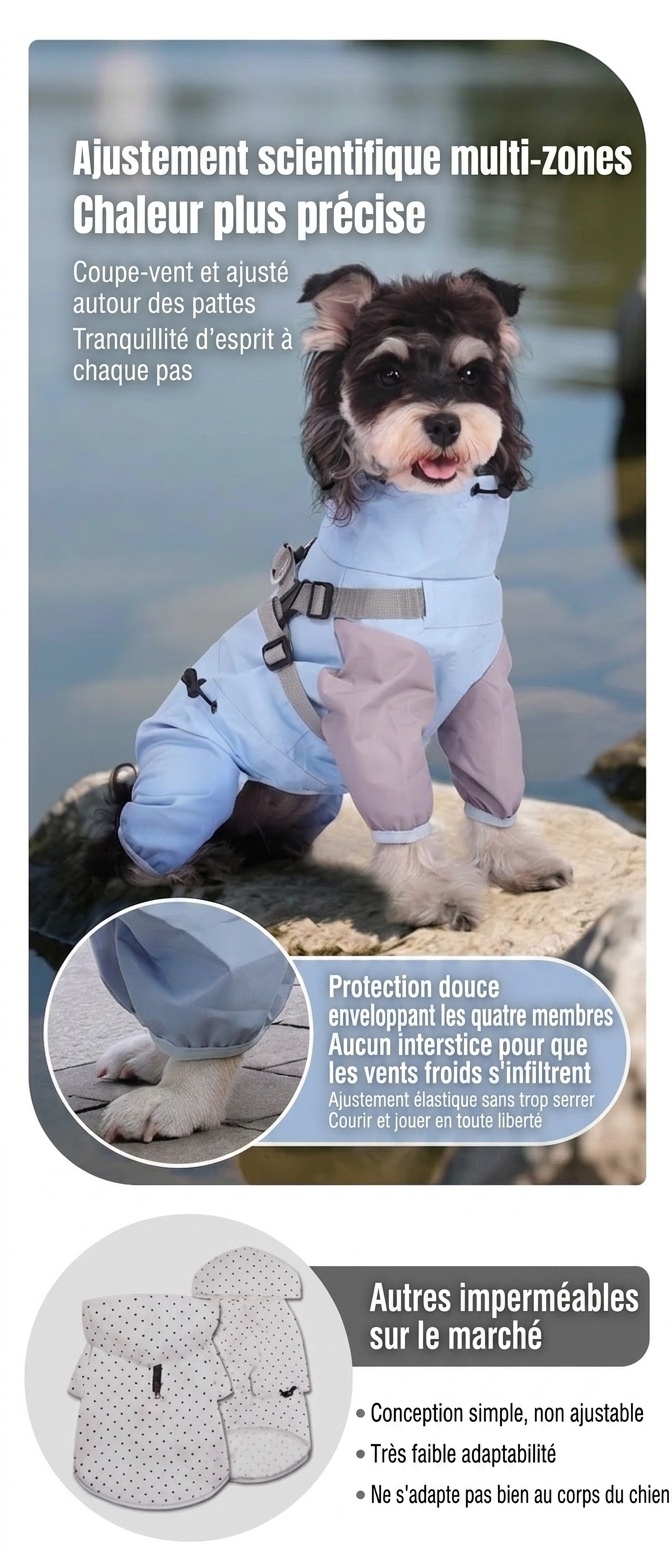 Waterproof Pet Raincoat Jumpsuit with Harness - All-Weather Dog Coat