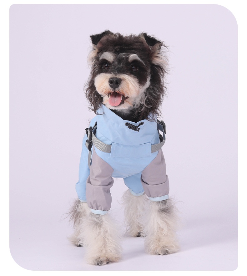 Waterproof Pet Raincoat Jumpsuit with Harness - All-Weather Dog Coat