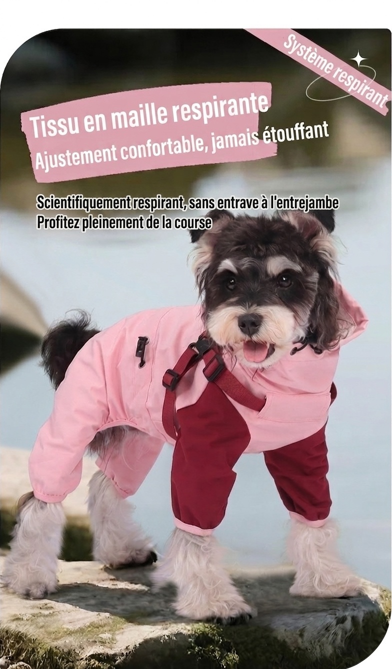 Waterproof Pet Raincoat Jumpsuit with Harness - All-Weather Dog Coat