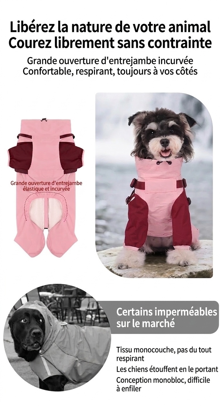 Waterproof Pet Raincoat Jumpsuit with Harness - All-Weather Dog Coat