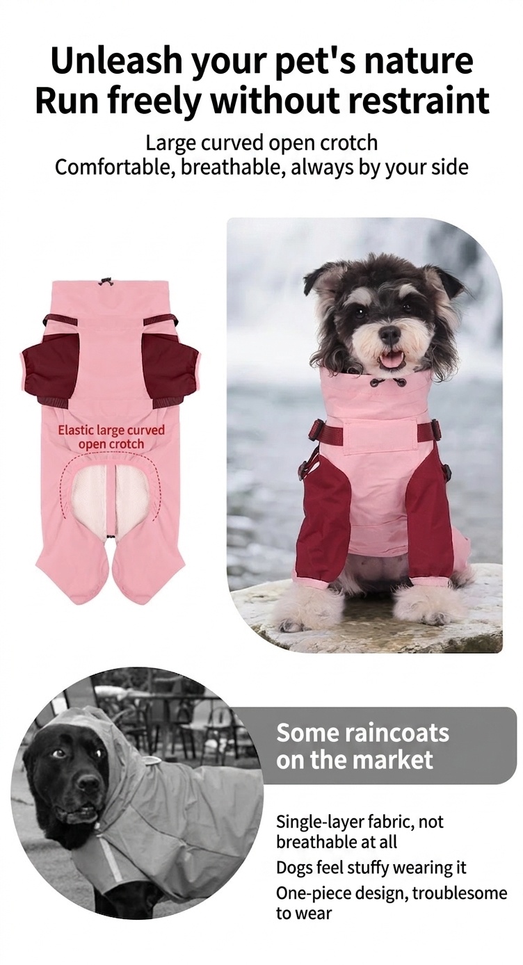 Tuta impermeabile per animali domestici con pettorina - Cappotto per cani adatto a tutte le stagioni