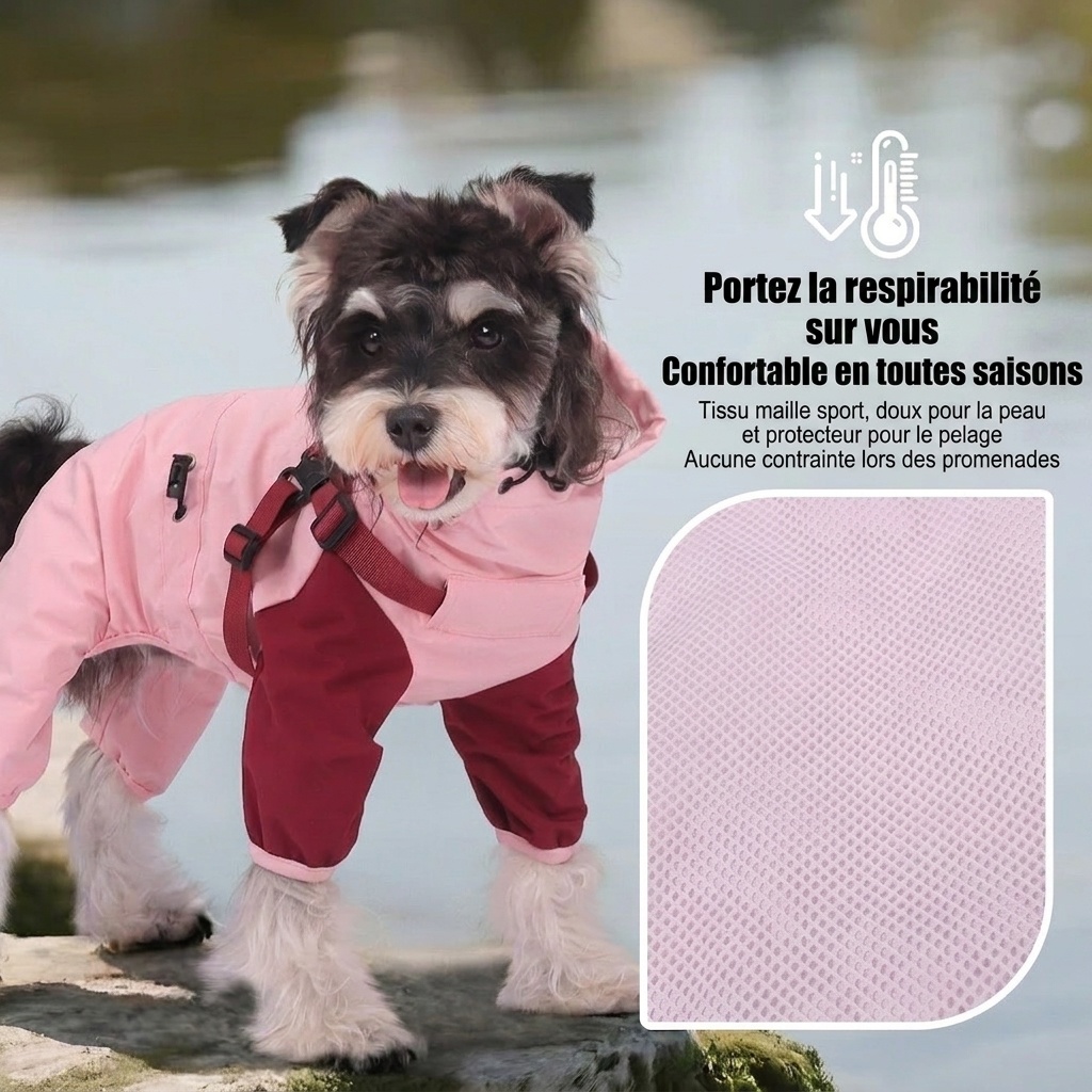 Waterproof Pet Raincoat Jumpsuit with Harness - All-Weather Dog Coat