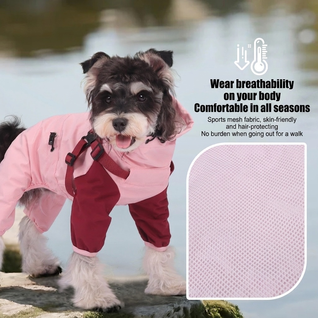 Tuta impermeabile per animali domestici con pettorina - Cappotto per cani adatto a tutte le stagioni