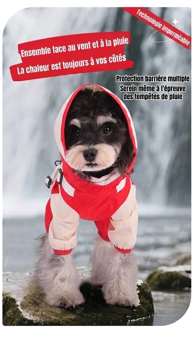 Waterproof Pet Raincoat Jumpsuit with Harness - All-Weather Dog Coat