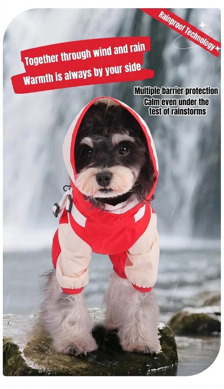 Tuta impermeabile per animali domestici con pettorina - Cappotto per cani adatto a tutte le stagioni