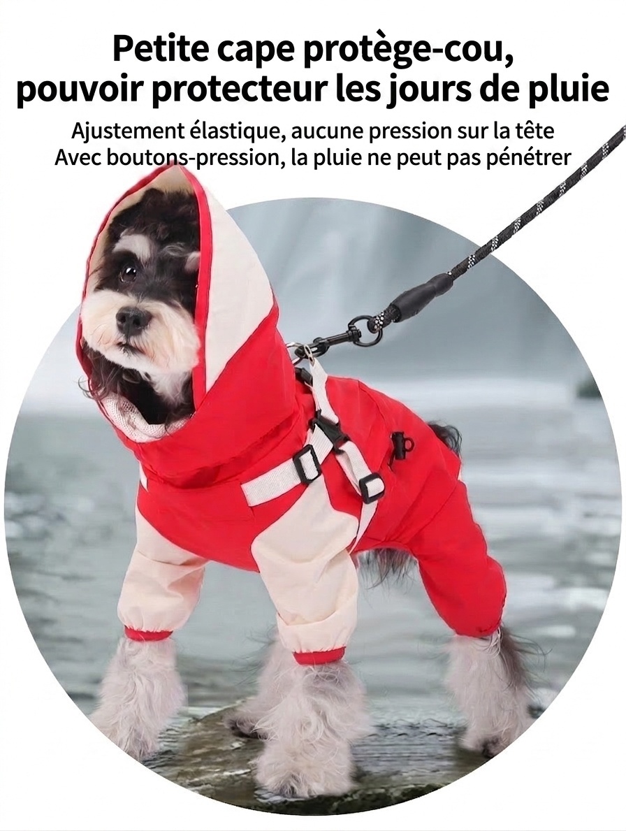 Waterproof Pet Raincoat Jumpsuit with Harness - All-Weather Dog Coat