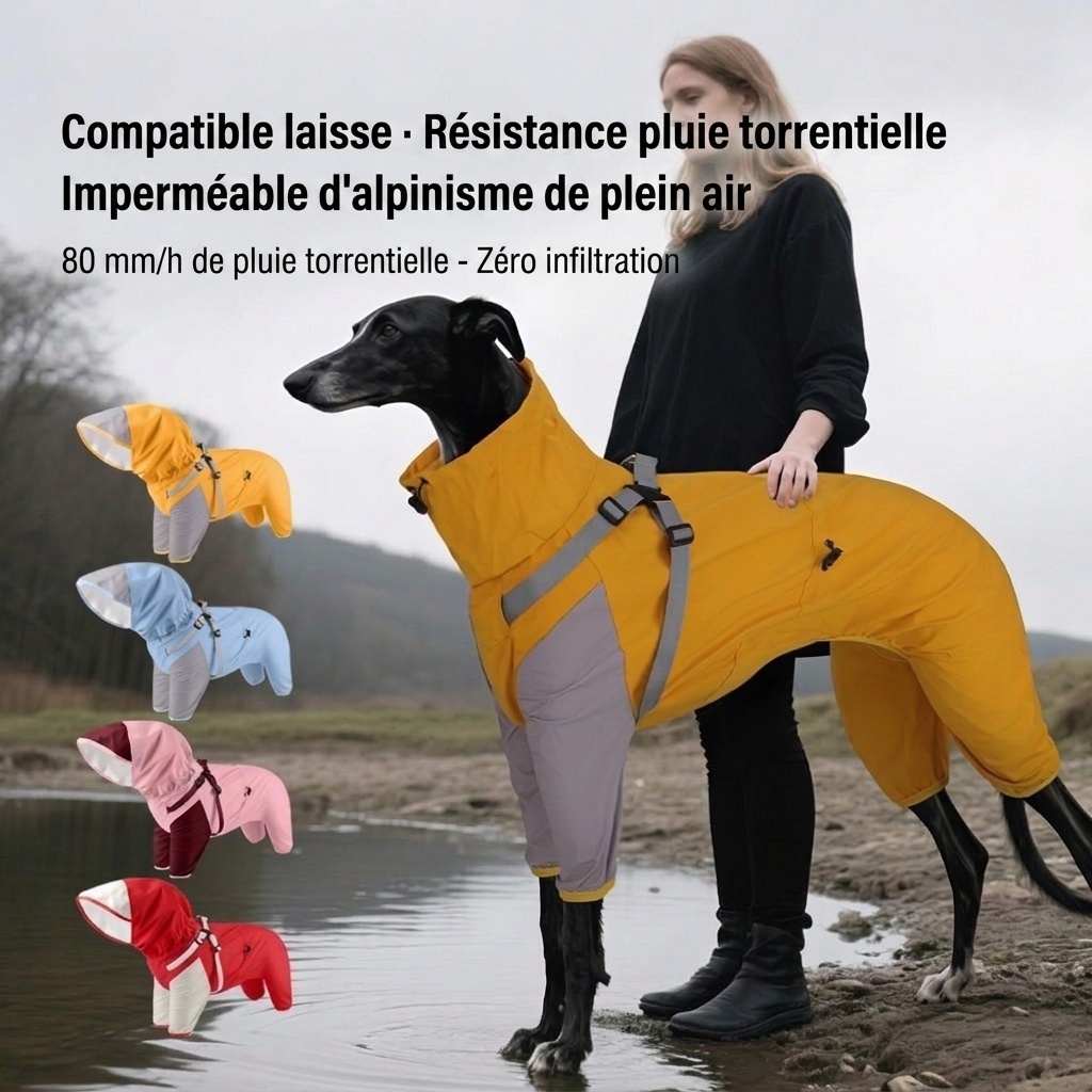 Waterproof Pet Raincoat Jumpsuit with Harness - All-Weather Dog Coat