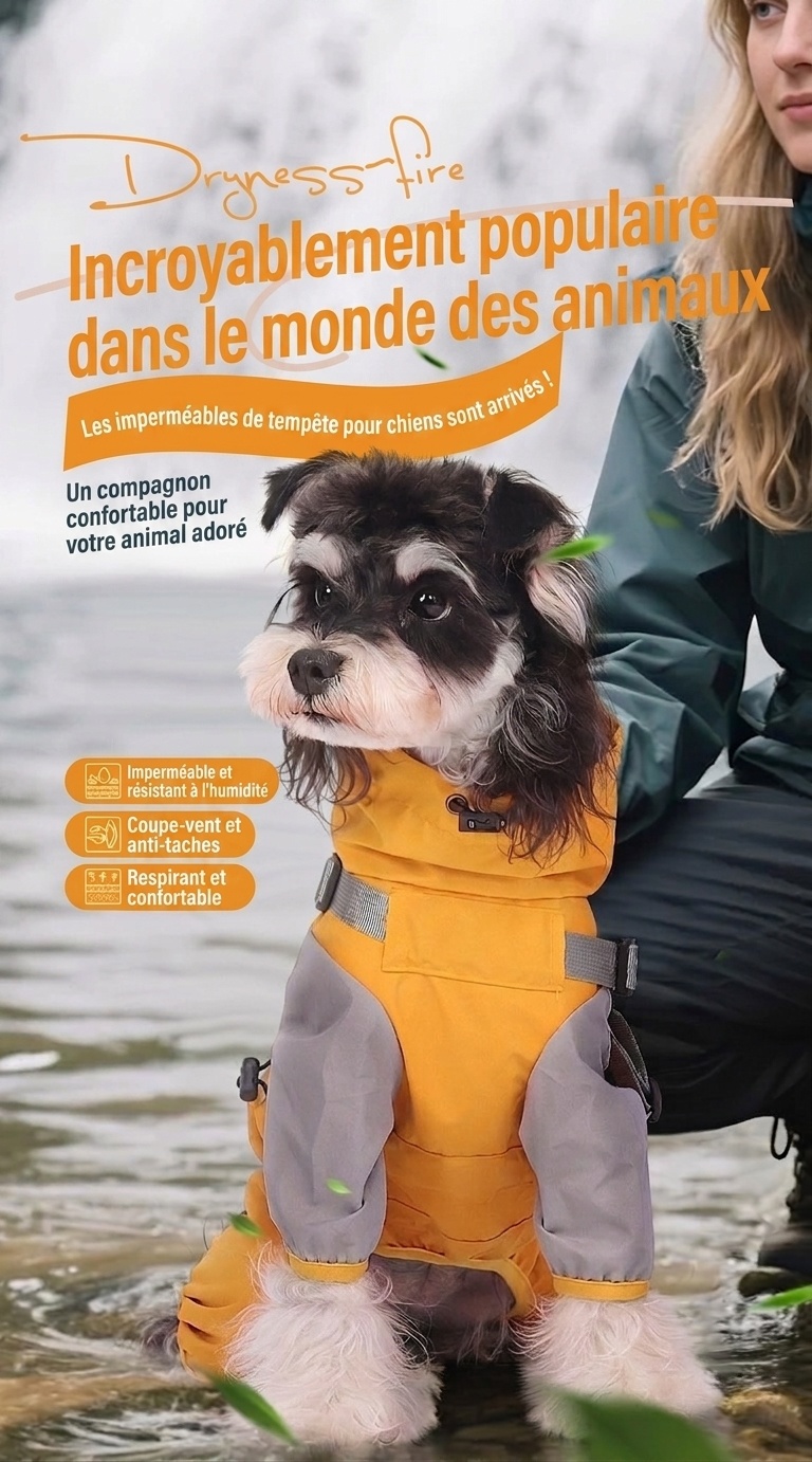 Waterproof Pet Raincoat Jumpsuit with Harness - All-Weather Dog Coat
