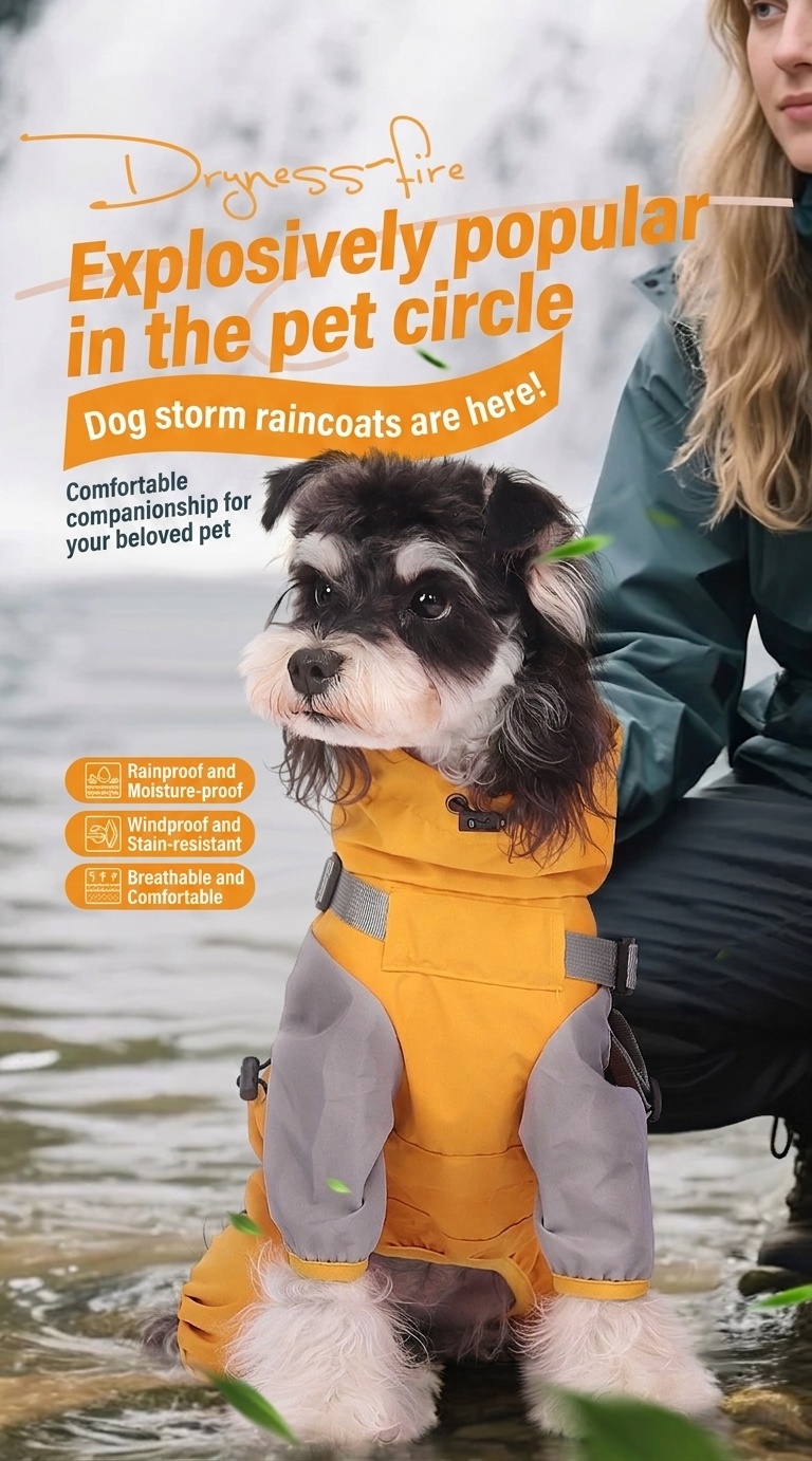 Tuta impermeabile per animali domestici con pettorina - Cappotto per cani adatto a tutte le stagioni