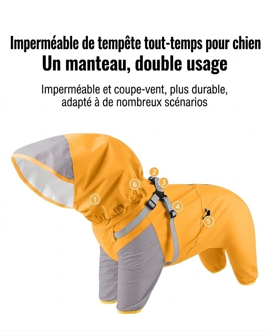 Waterproof Pet Raincoat Jumpsuit with Harness - All-Weather Dog Coat