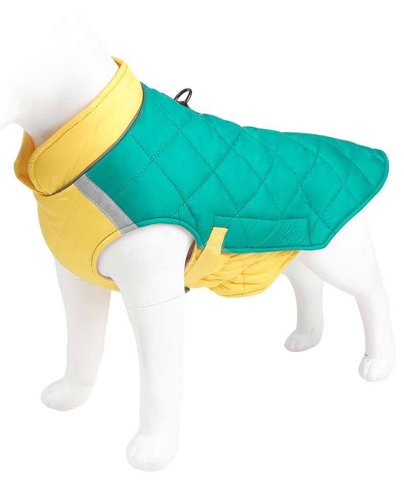 Warm Quilted Dog Coat with Reflective Trim & Adjustable Fit