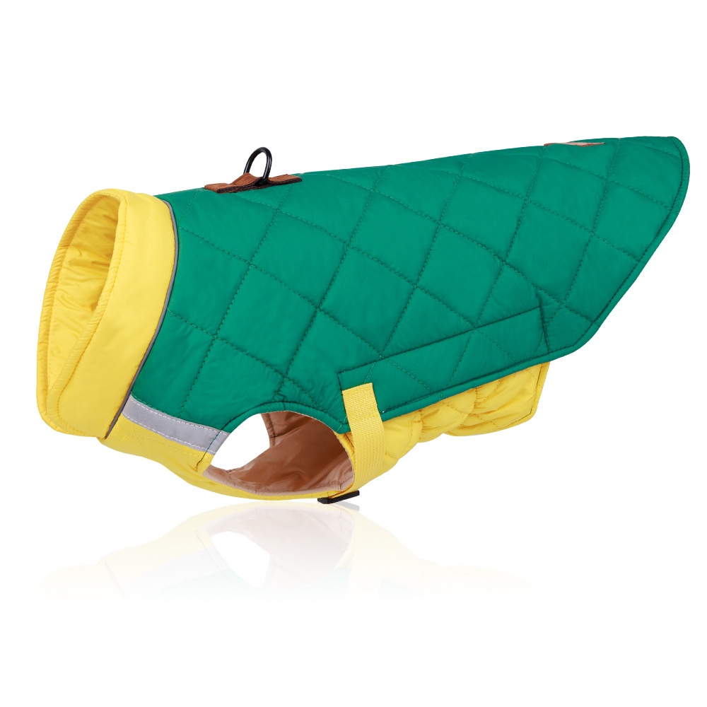 Warm Quilted Dog Coat with Reflective Trim & Adjustable Fit