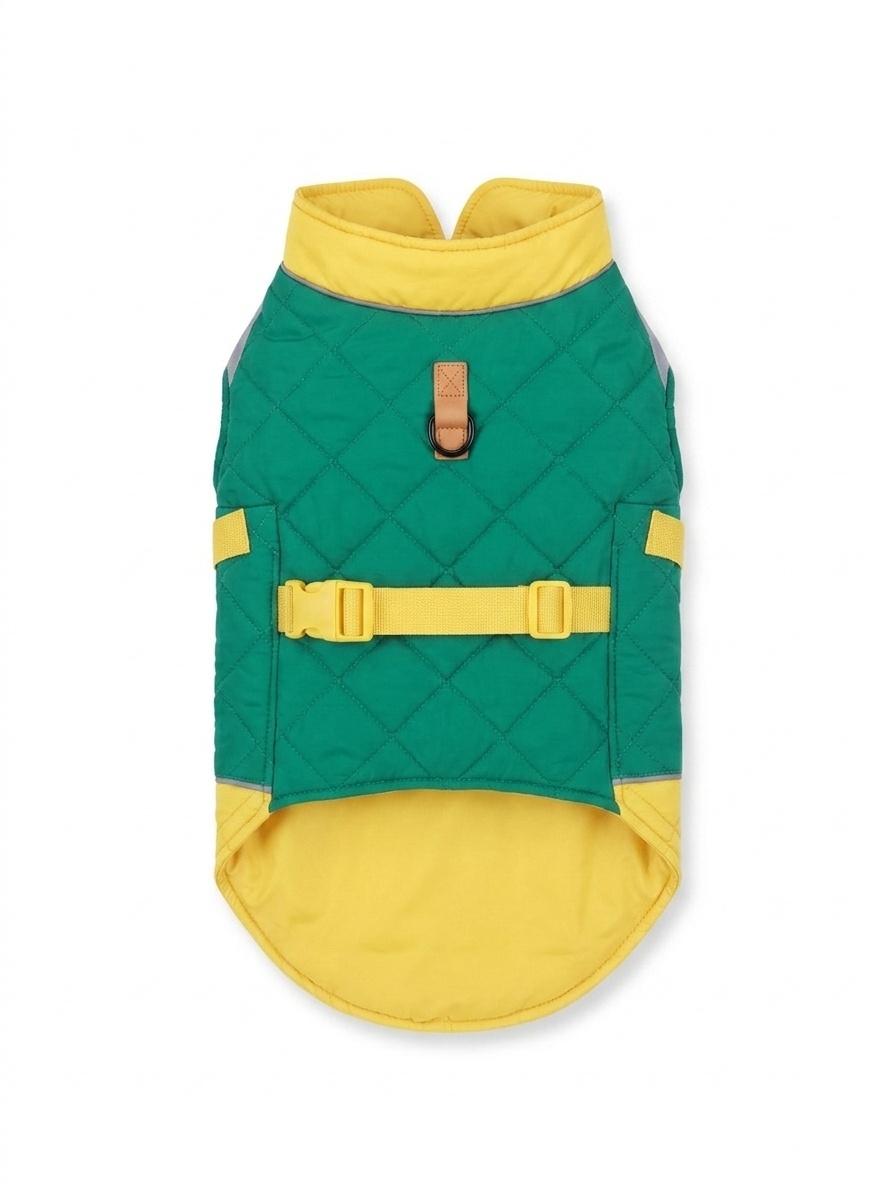Warm Quilted Dog Coat with Reflective Trim & Adjustable Fit