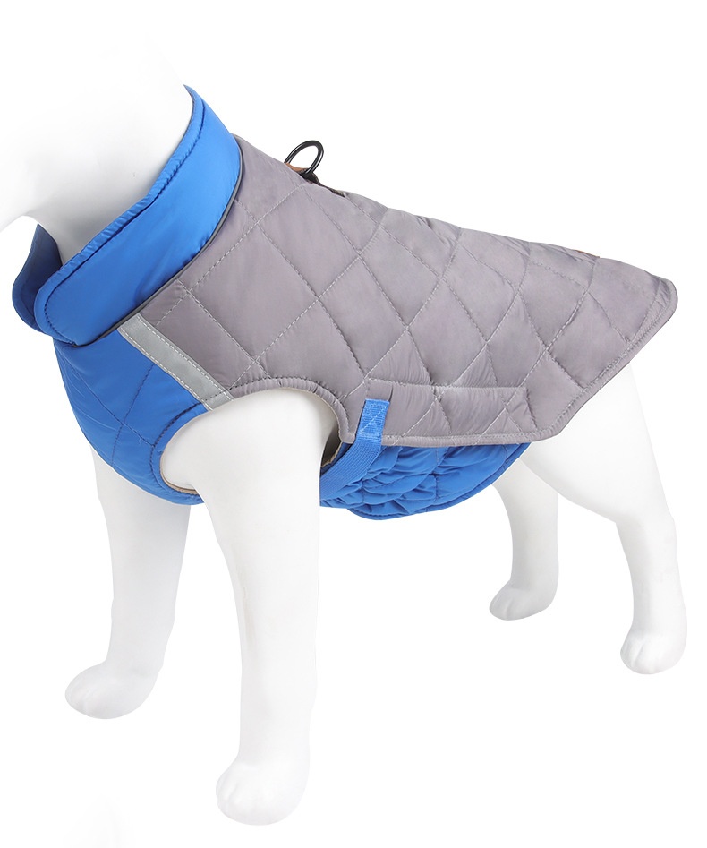 Warm Quilted Dog Coat with Reflective Trim & Adjustable Fit