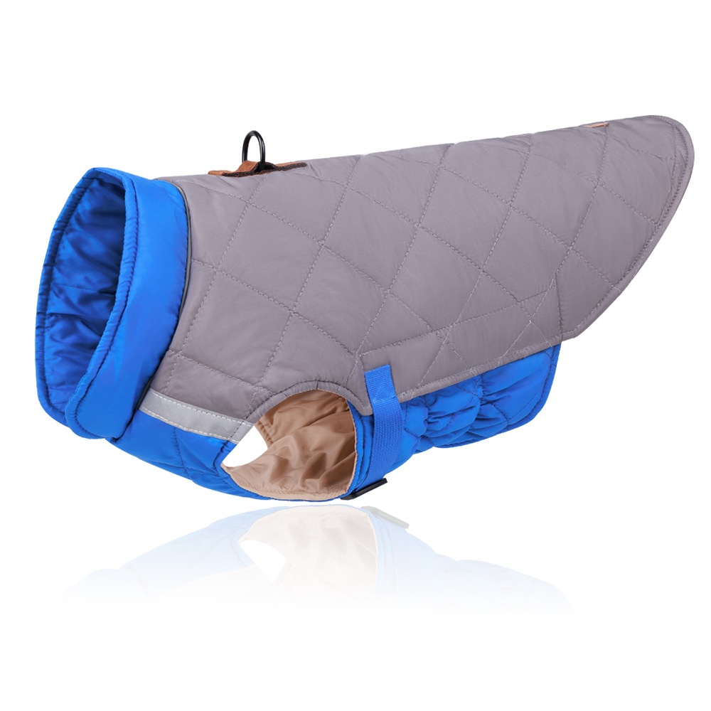 Warm Quilted Dog Coat with Reflective Trim & Adjustable Fit