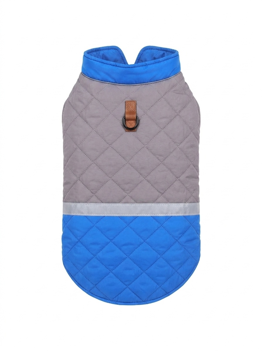 Warm Quilted Dog Coat with Reflective Trim & Adjustable Fit