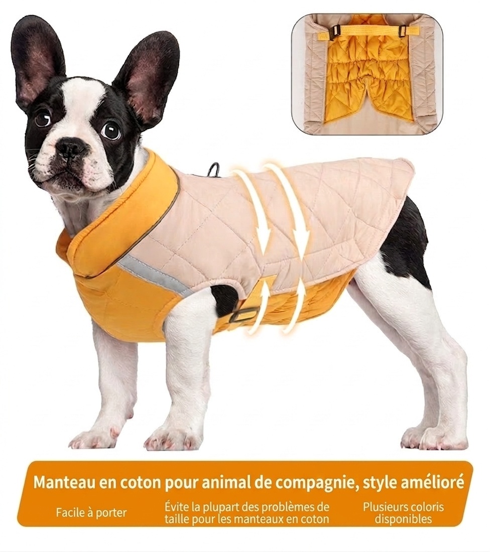 Warm Quilted Dog Coat with Reflective Trim & Adjustable Fit