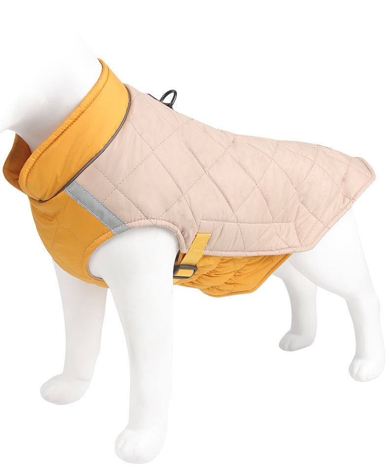 Warm Quilted Dog Coat with Reflective Trim & Adjustable Fit
