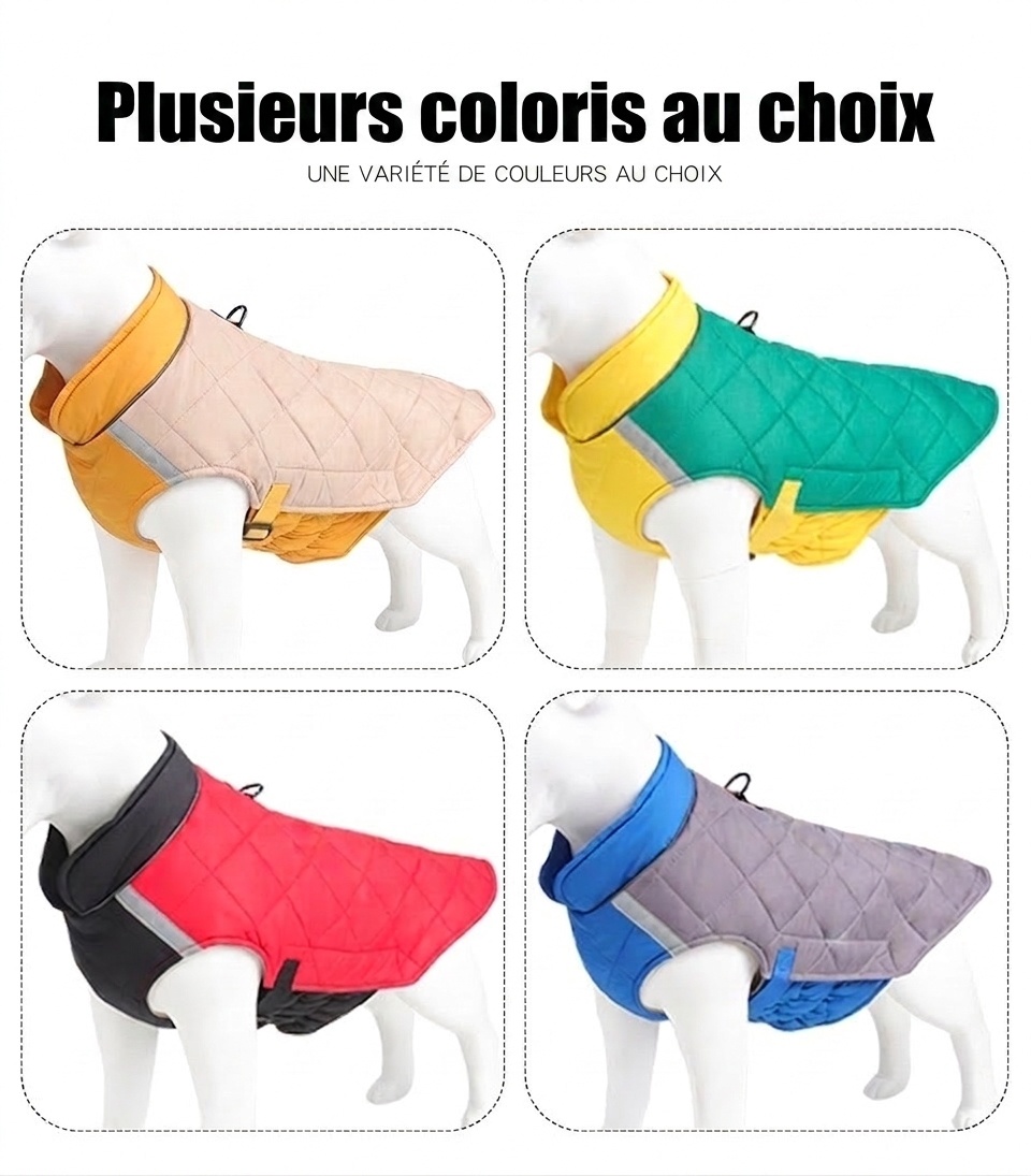 Warm Quilted Dog Coat with Reflective Trim & Adjustable Fit