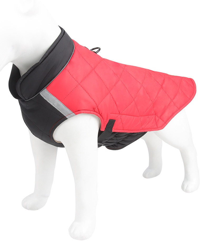 Warm Quilted Dog Coat with Reflective Trim & Adjustable Fit