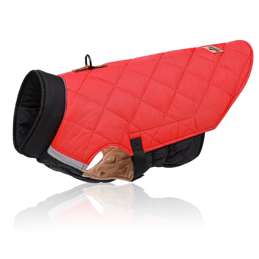 Warm Quilted Dog Coat with Reflective Trim & Adjustable Fit