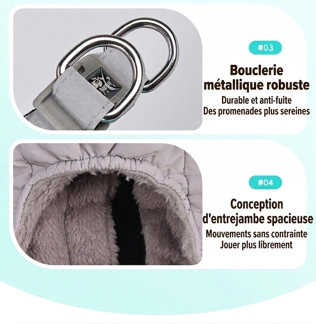 Warm Winter Dog Coat with Harness D-Rings - Reflective Pet Snowsuit