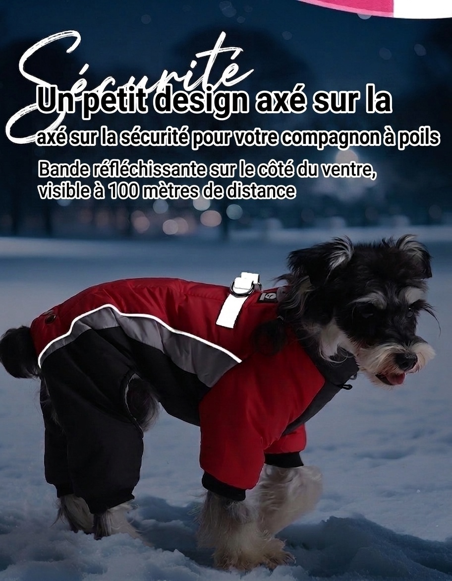 Warm Winter Dog Coat with Harness D-Rings - Reflective Pet Snowsuit