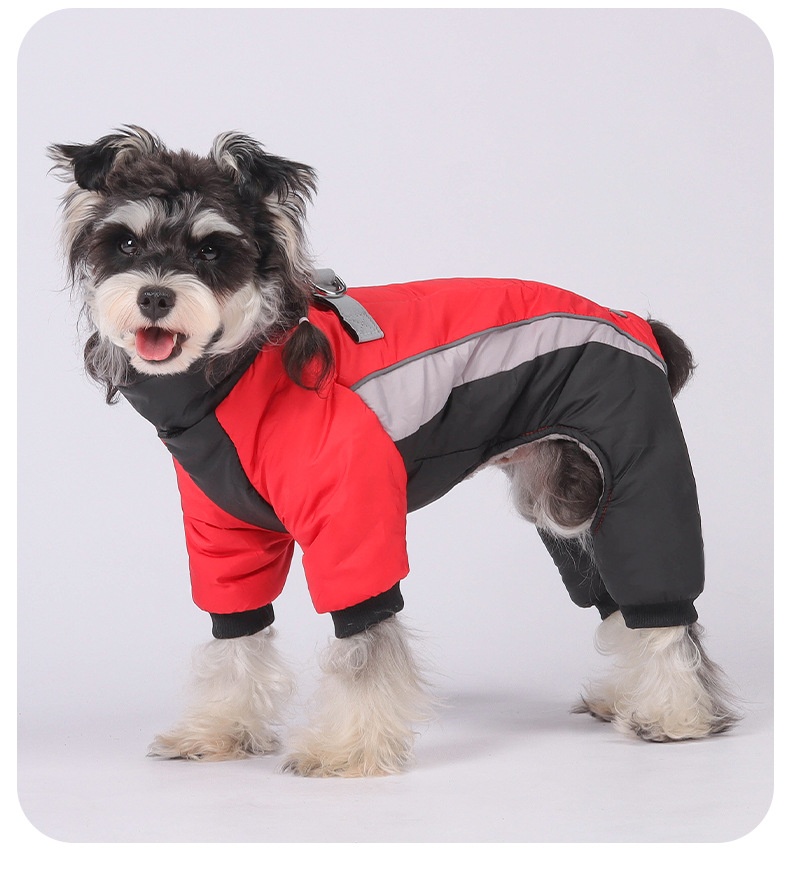 Warm Winter Dog Coat with Harness D-Rings - Reflective Pet Snowsuit