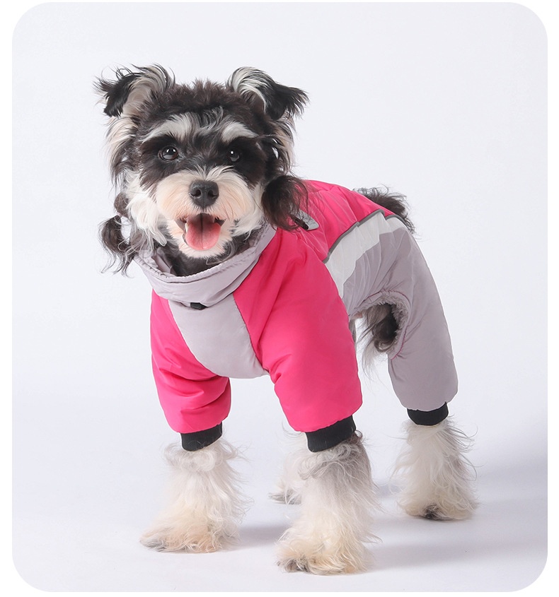 Warm Winter Dog Coat with Harness D-Rings - Reflective Pet Snowsuit