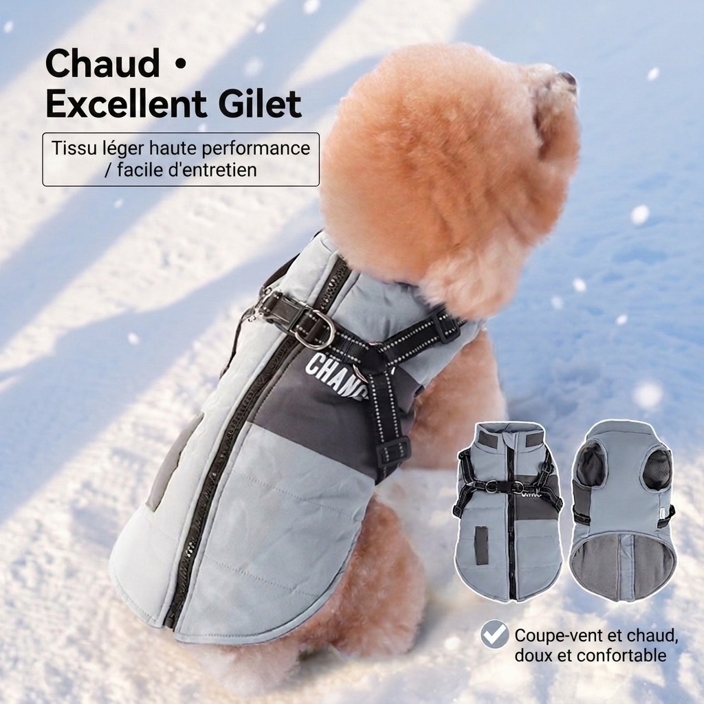 Warm Waterproof Dog Vest Harness for Winter Walks & Training