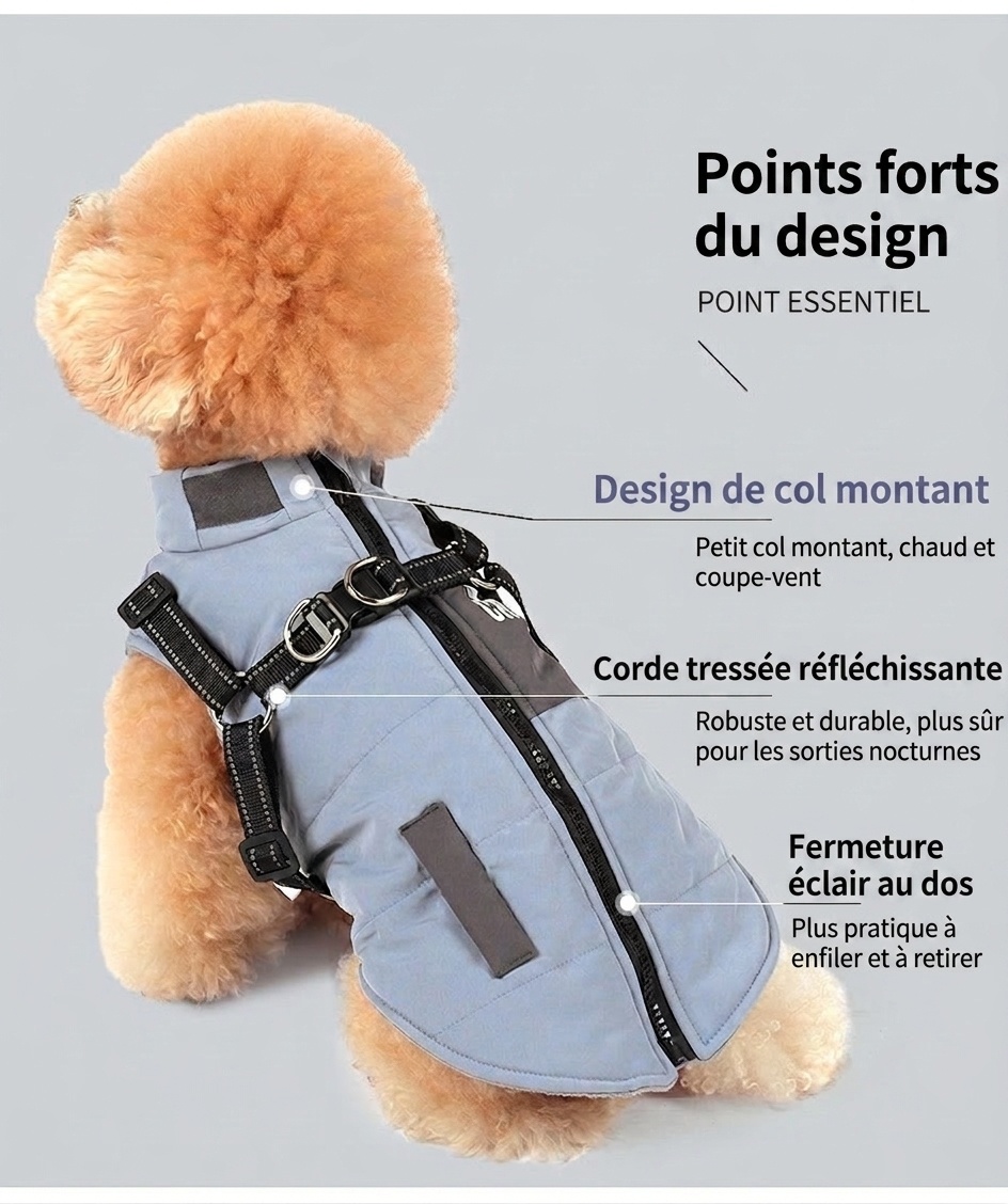 Warm Waterproof Dog Vest Harness for Winter Walks & Training