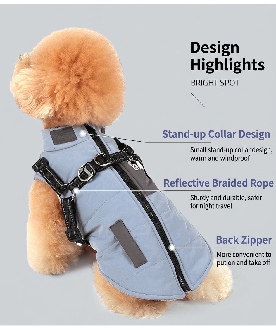 Warm Waterproof Dog Vest Harness for Winter Walks & Training