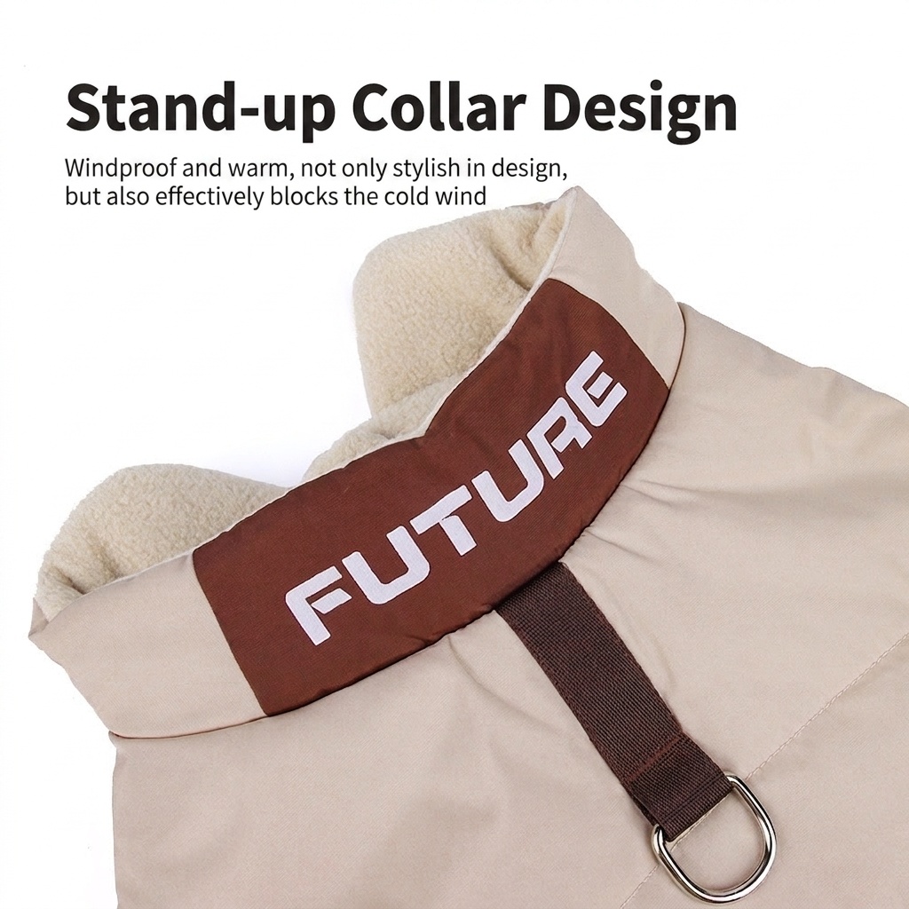Warm Winter Pet Puffer Vest Coat with D-Ring & Reflective Text