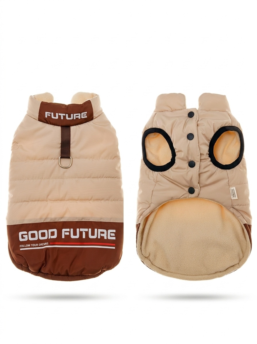 Warm Winter Pet Puffer Vest Coat with D-Ring & Reflective Text