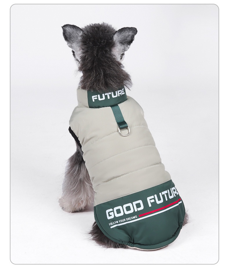 Warm Winter Pet Puffer Vest Coat with D-Ring & Reflective Text