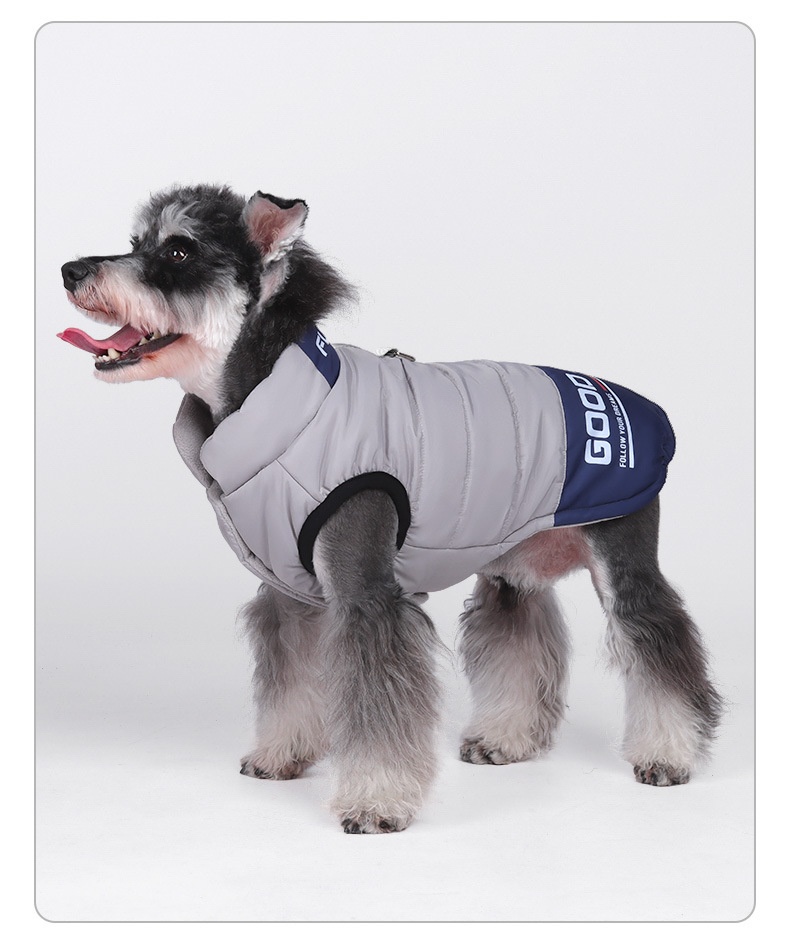 Warm Winter Pet Puffer Vest Coat with D-Ring & Reflective Text