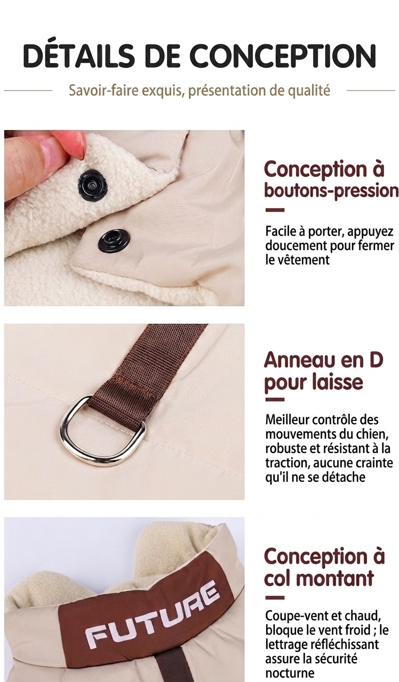 Warm Winter Pet Puffer Vest Coat with D-Ring & Reflective Text