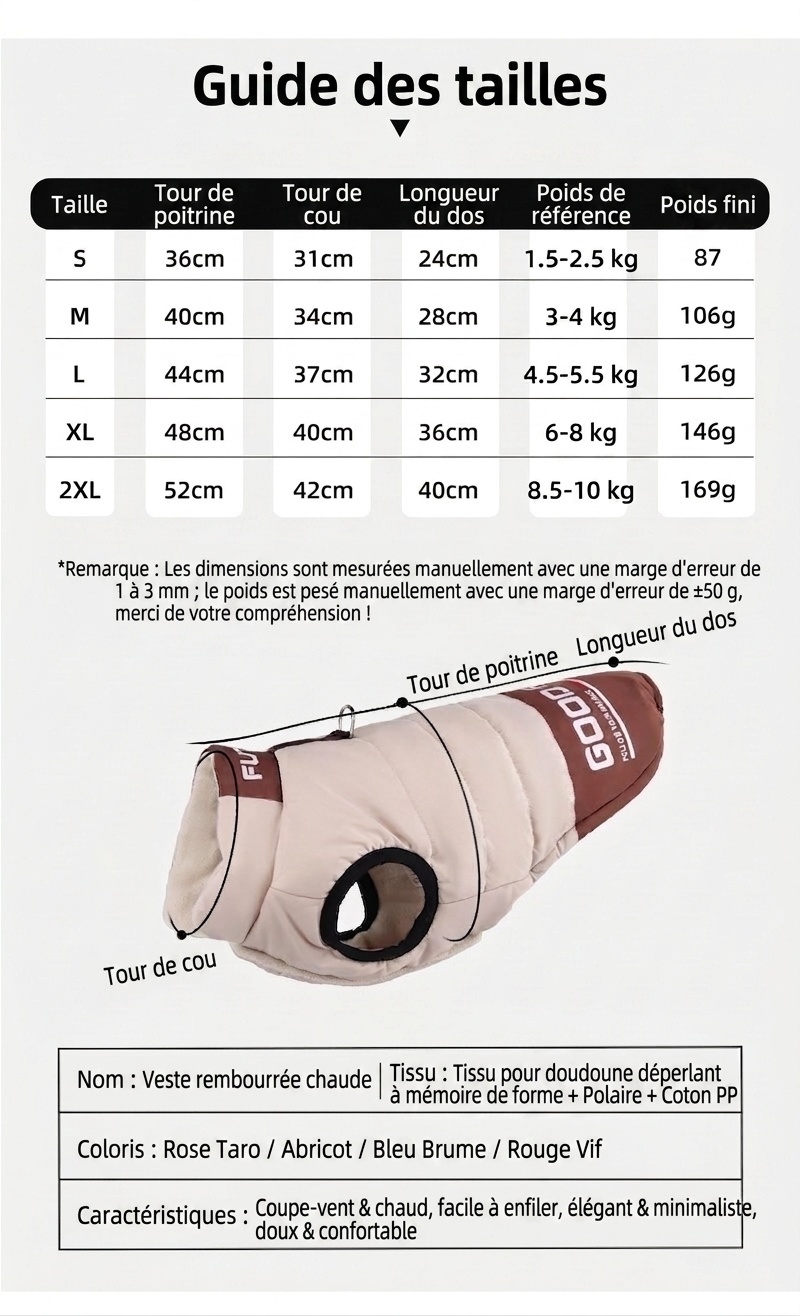 Warm Winter Pet Puffer Vest Coat with D-Ring & Reflective Text