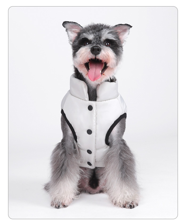 Warm Winter Pet Puffer Vest Coat with D-Ring & Reflective Text