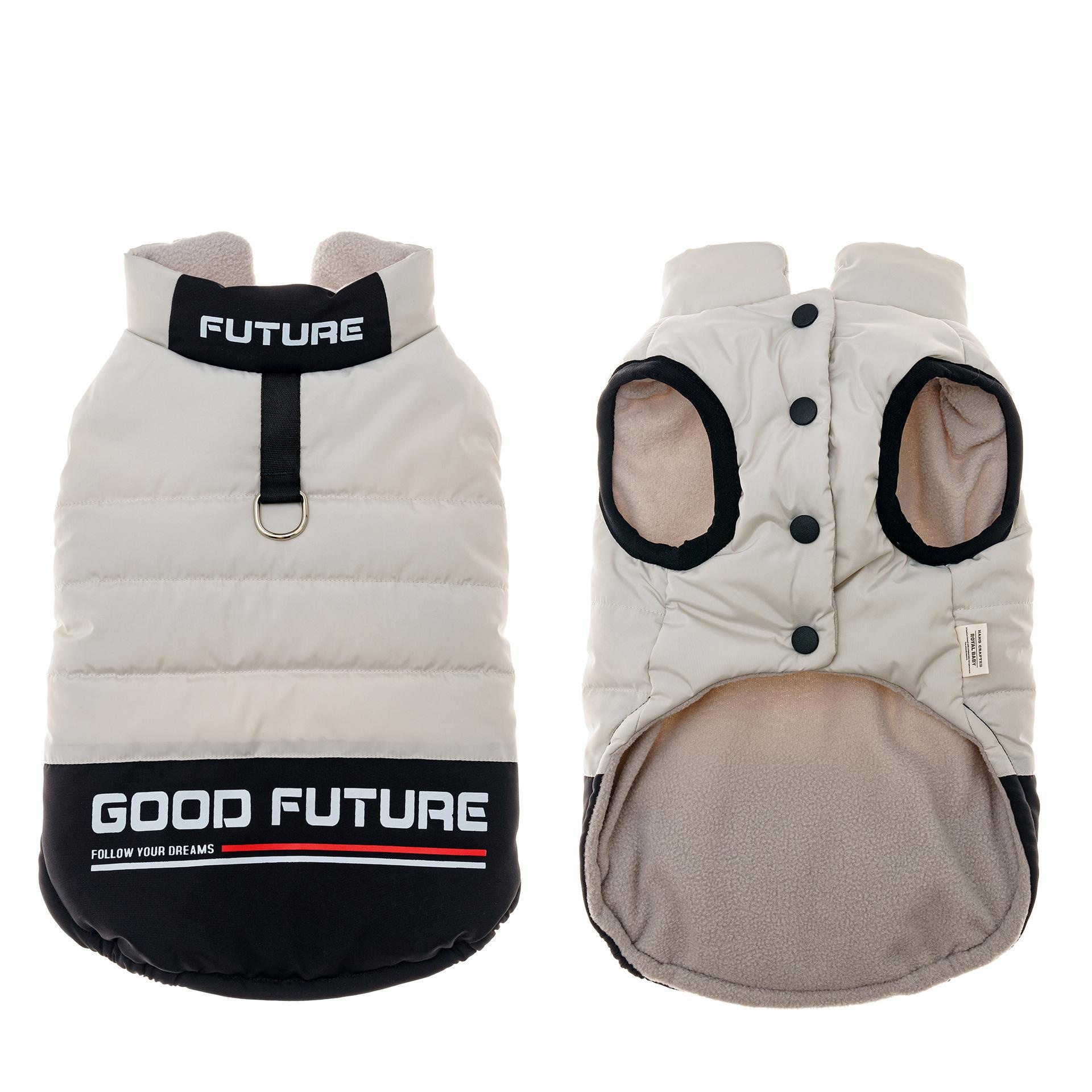 Warm Winter Pet Puffer Vest Coat with D-Ring & Reflective Text