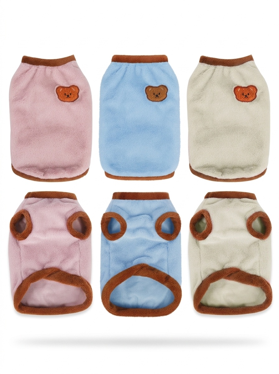 Cozy Pet Fleece Sweater with Bear Embroidery for Cats & Small Dogs