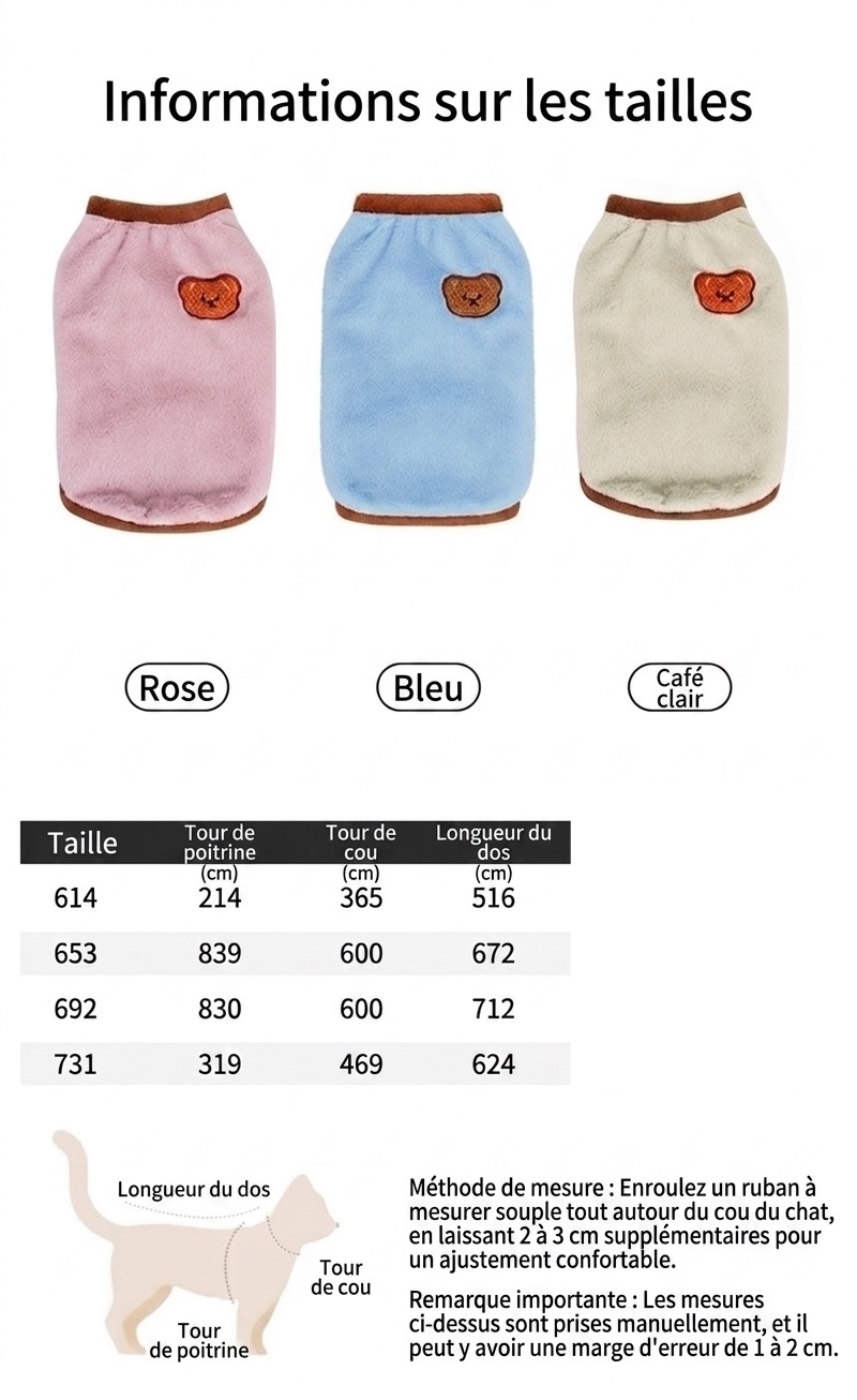 Cozy Pet Fleece Sweater with Bear Embroidery for Cats & Small Dogs