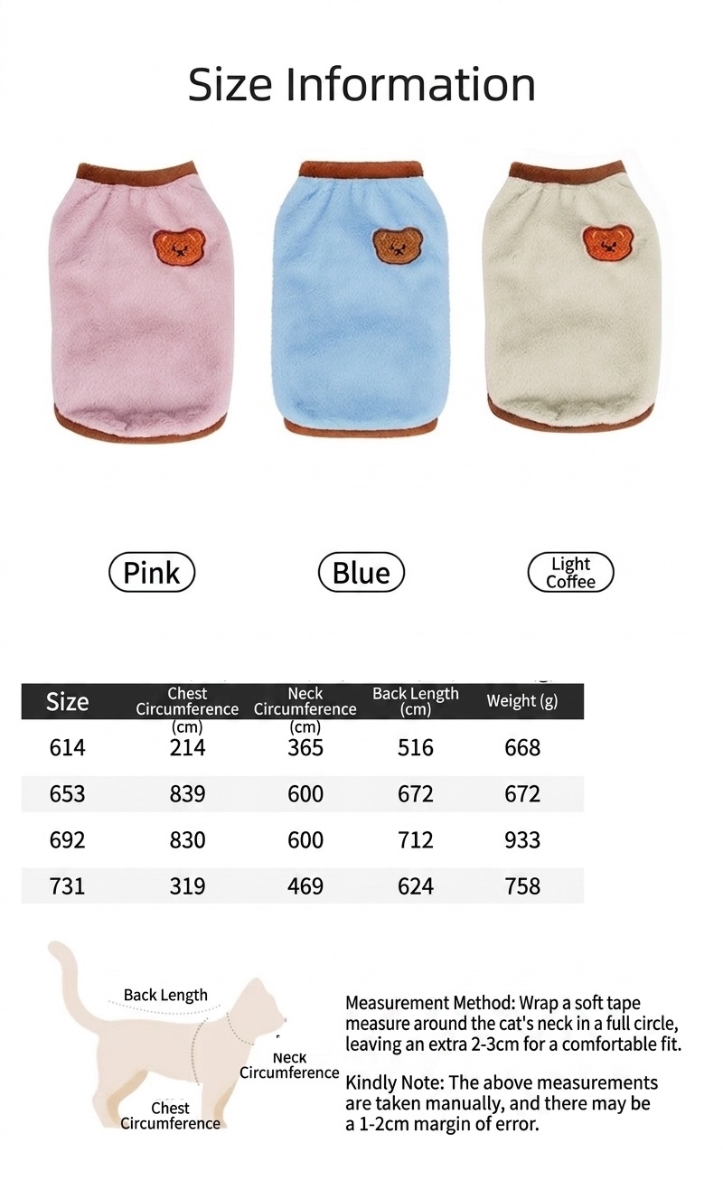 Cozy Pet Fleece Sweater with Bear Embroidery for Cats & Small Dogs